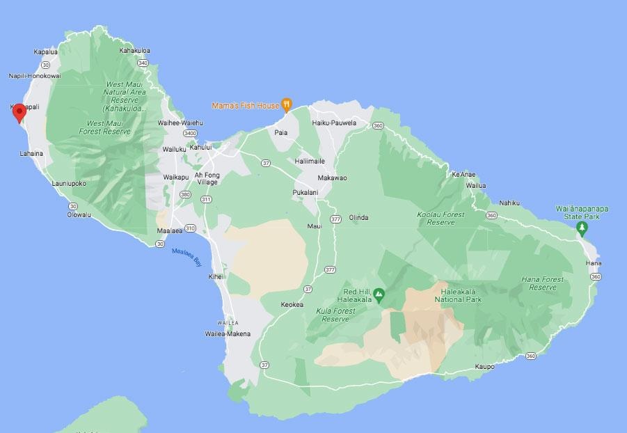 Kāʻanapali in Maui map